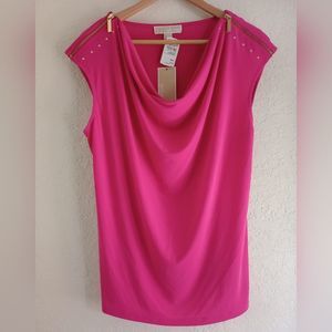 Michael Kors pink draped Collar blouse